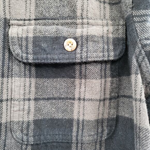 Field & Stream Charcoal Gray Black 100% Cotton Flannel Shacket Shirt Jacket Sz M - Picture 3 of 7